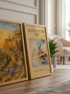 The rise and fall of Athens watercolour print framed by window – literary home decor