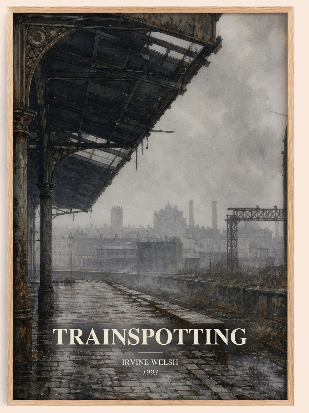 Trainspotting watercolour book poster by Irvine Welsh – framed literary art print