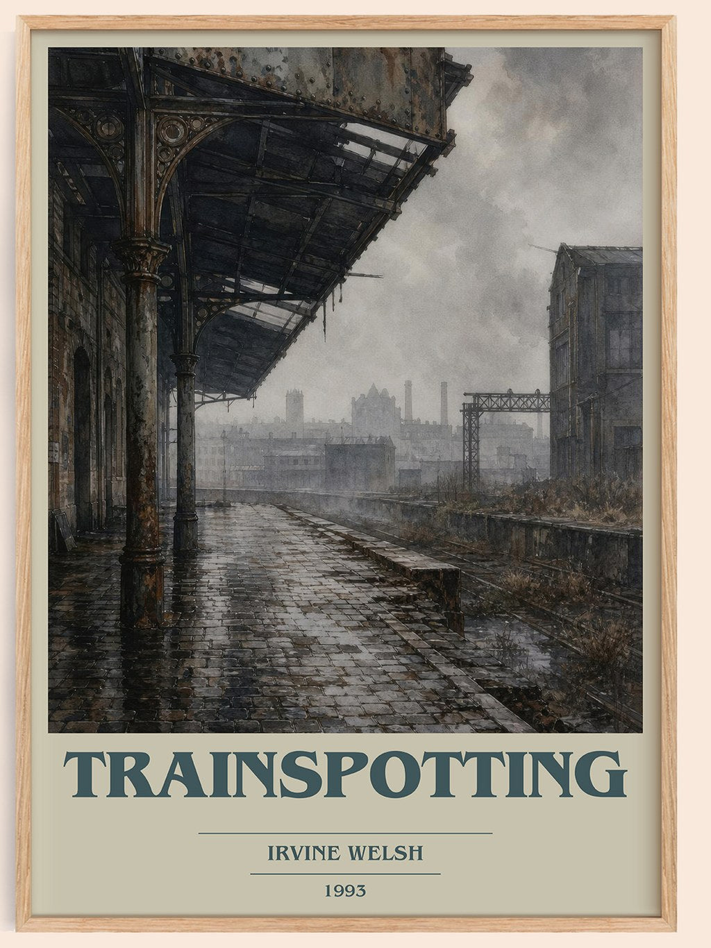 Trainspotting book cover book poster by Irvine Welsh – framed literary art print