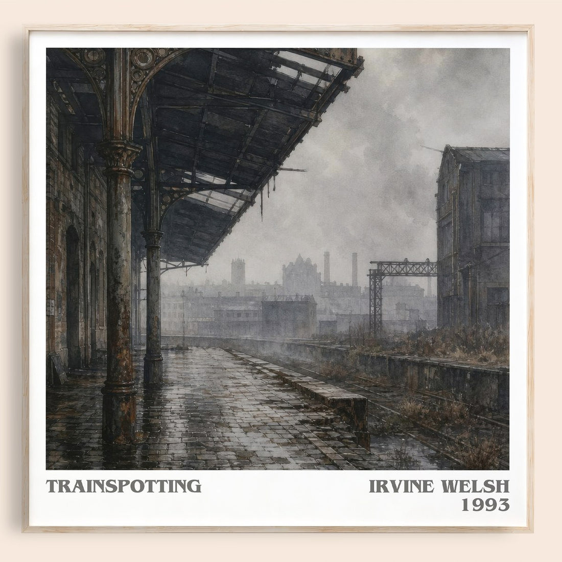 Trainspotting literary book poster by Irvine Welsh – framed literary art print