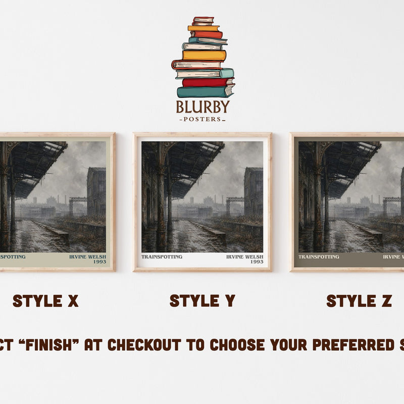 Trainspotting literary print in frame leaning in hallway – contemporary fiction wall art