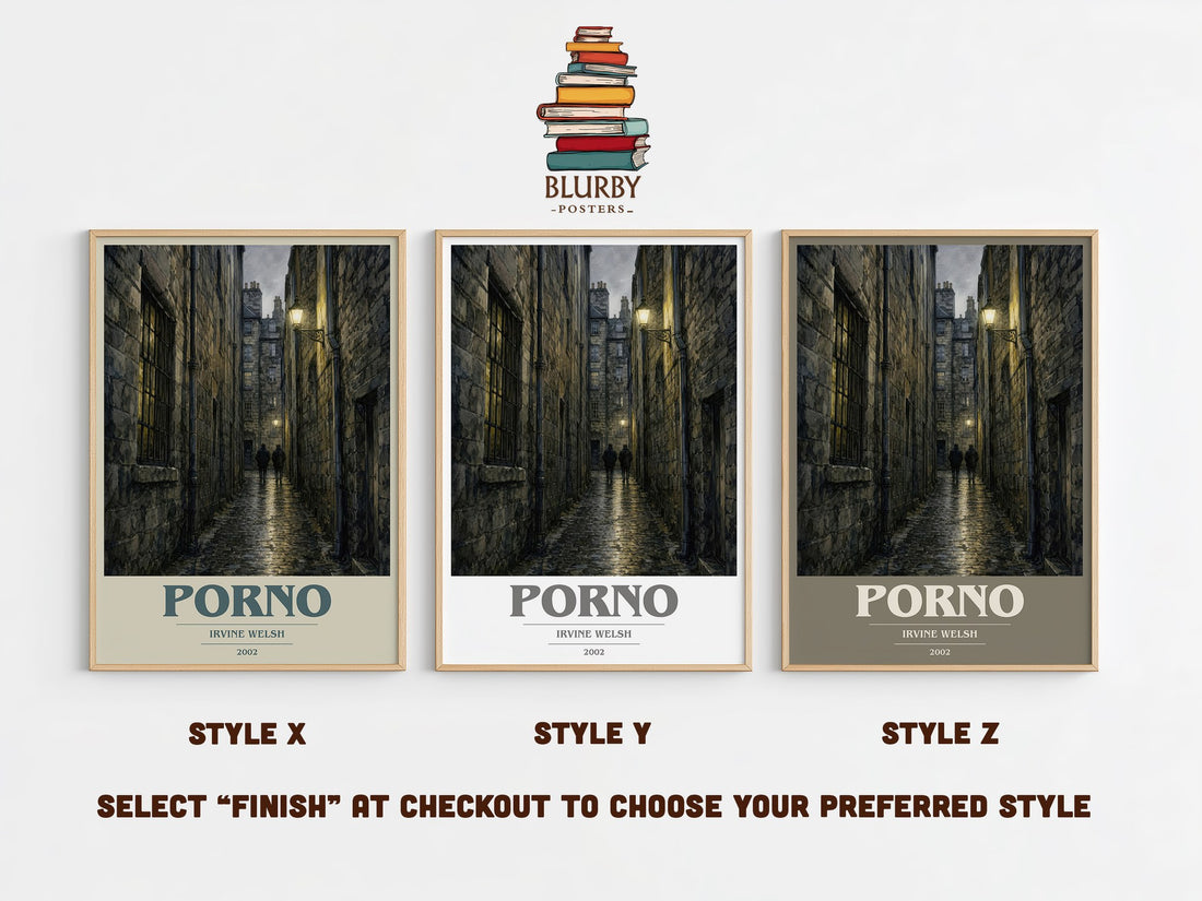 Porno book cover print in frame leaning in hallway – contemporary fiction wall art (mockup)