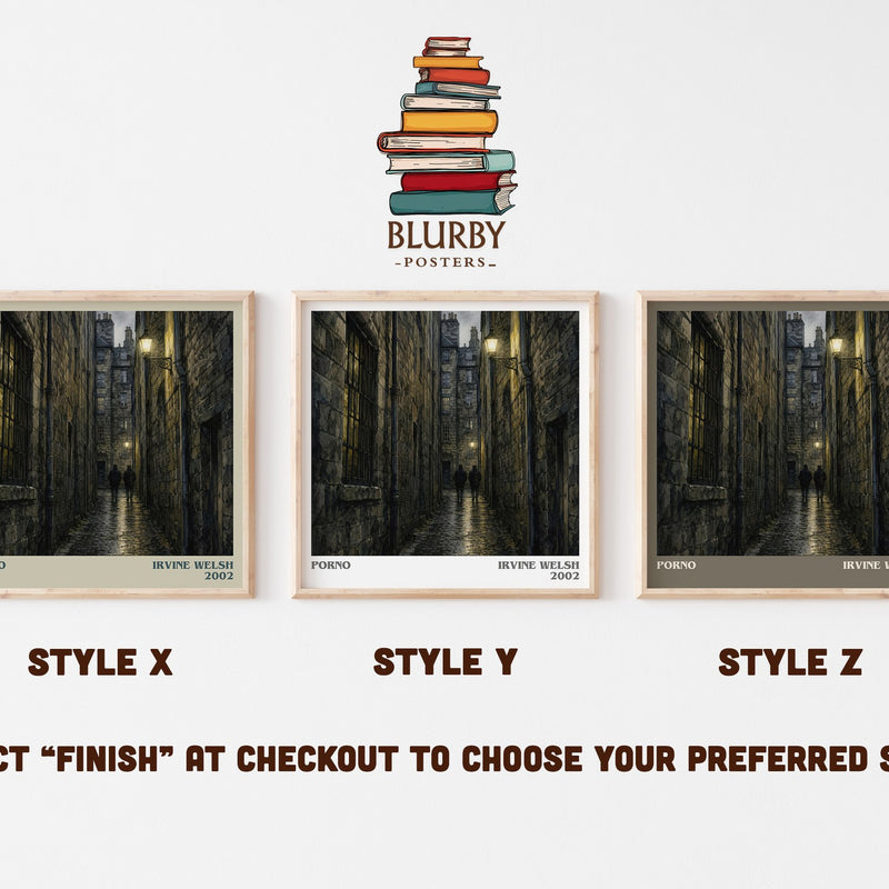Porno literary print in frame leaning in hallway – contemporary fiction wall art