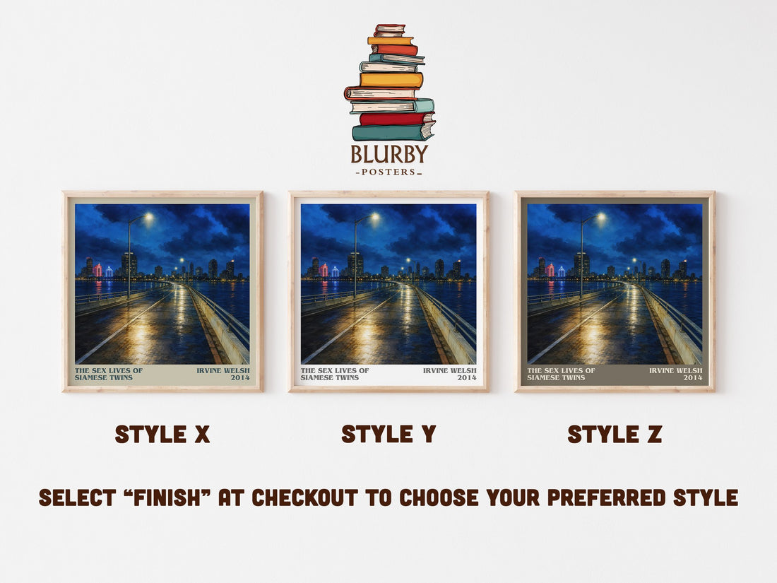 The Sex Lives Of Siamese Twins literary print in frame leaning in hallway – contemporary fiction wall art (mockup)