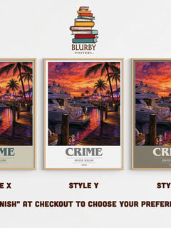 Crime book cover print in frame leaning in hallway – crime wall art