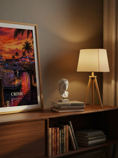 Crime watercolour print on bookshelf – Irvine Welsh fan gift