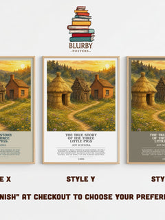 The True Story of the Three Little Pigs bookish print in frame leaning in hallway – childrens wall art
