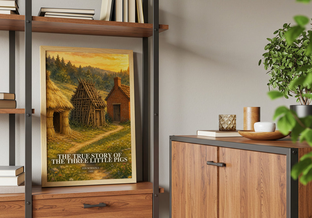 The True Story of the Three Little Pigs book watercolour illustration paper finish options – matte satin gloss