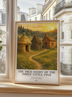 The True Story of the Three Little Pigs book cover poster colour and style options – Jon Scieszka book art
