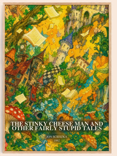 The Stinky Cheese Man and Other Fairly Stupid Tales watercolour book poster by Jon Scieszka – framed literary art print