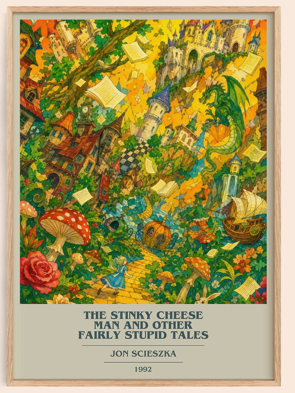 The Stinky Cheese Man and Other Fairly Stupid Tales book cover book poster by Jon Scieszka – framed literary art print