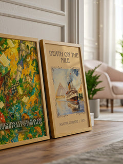 The Stinky Cheese Man and Other Fairly Stupid Tales watercolour print framed by window – literary home decor