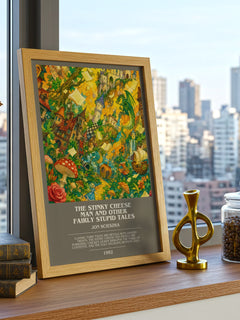 The Stinky Cheese Man and Other Fairly Stupid Tales bookish print framed by window – literary home decor