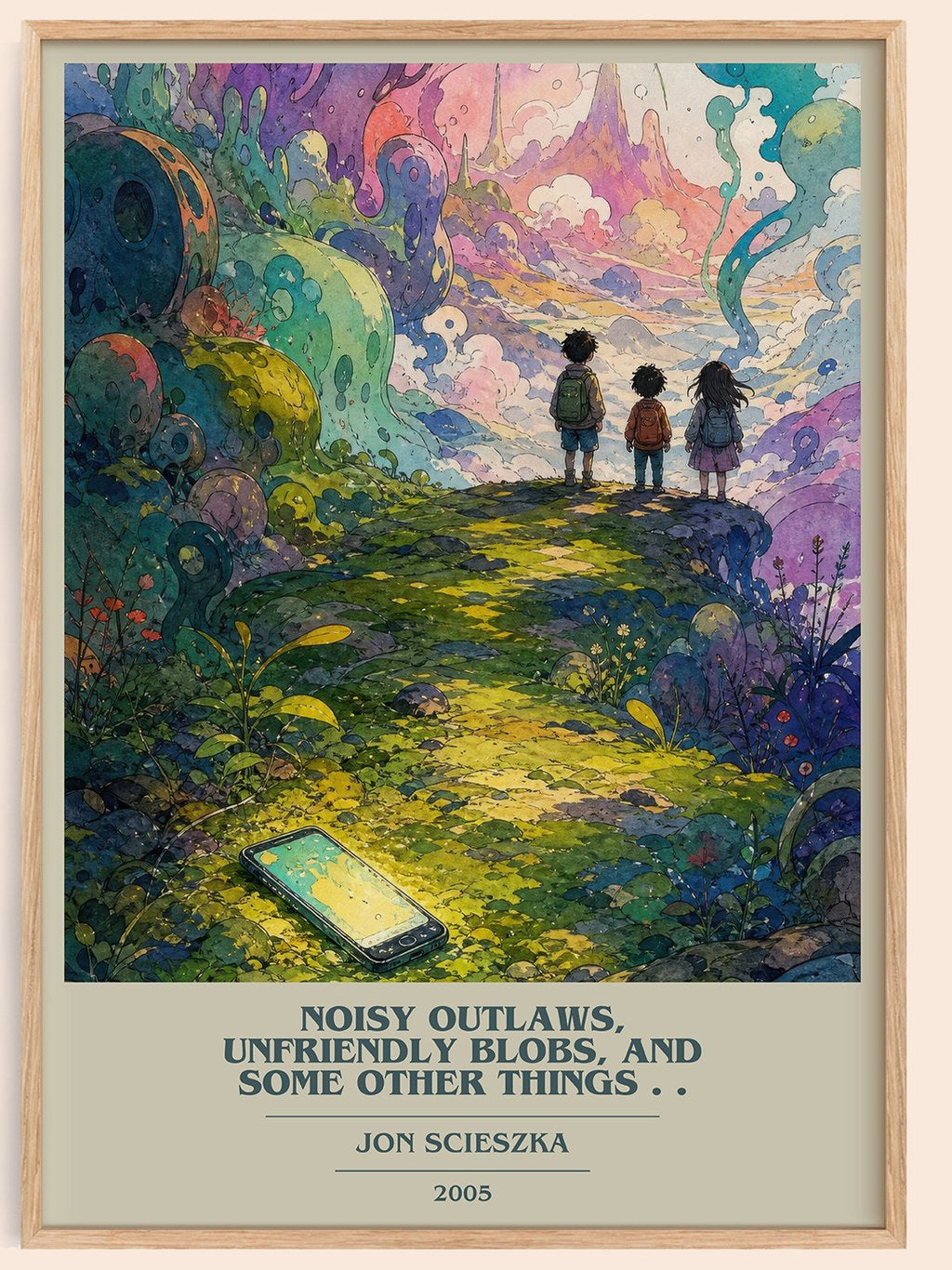 Noisy Outlaws, Unfriendly Blobs, and Some Other Things . . book cover book poster by Jon Scieszka – framed literary art print