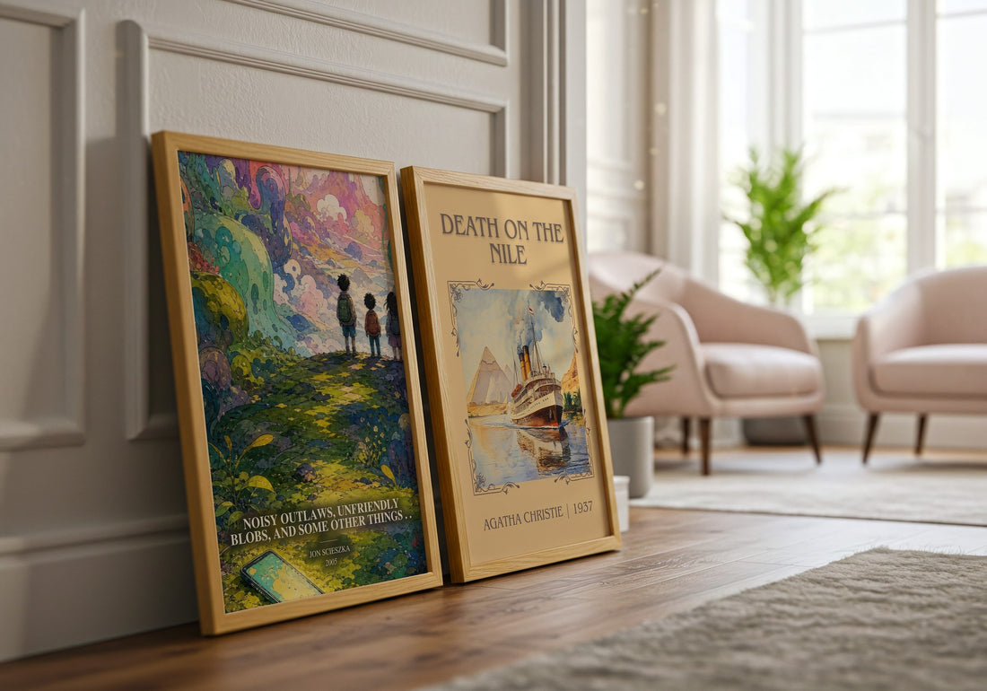 Noisy Outlaws, Unfriendly Blobs, and Some Other Things . . watercolour print framed by window – literary home decor