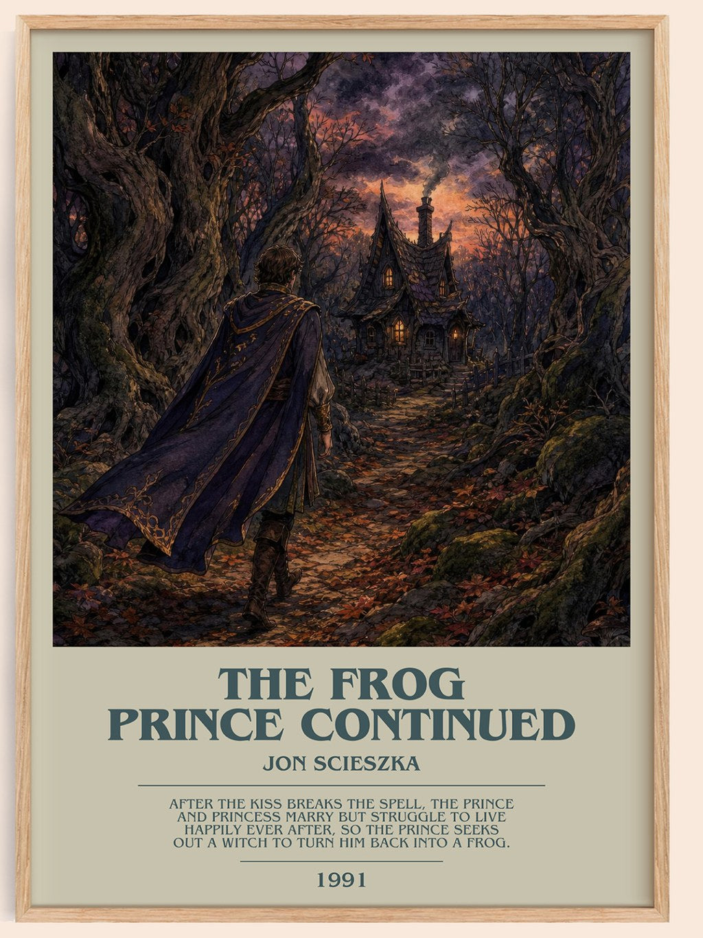 The Frog Prince Continued bookish book poster by Jon Scieszka – framed literary art print