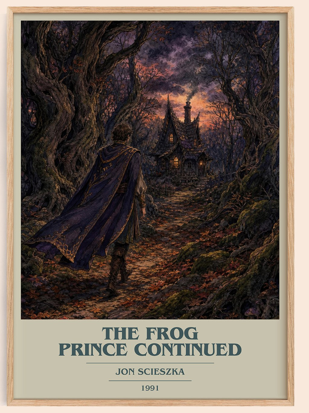 The Frog Prince Continued book cover book poster by Jon Scieszka – framed literary art print