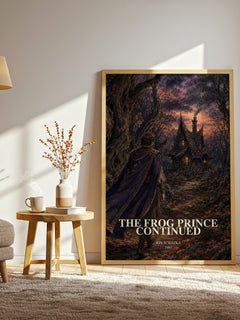 The Frog Prince Continued watercolour print in frame leaning in hallway – childrens wall art