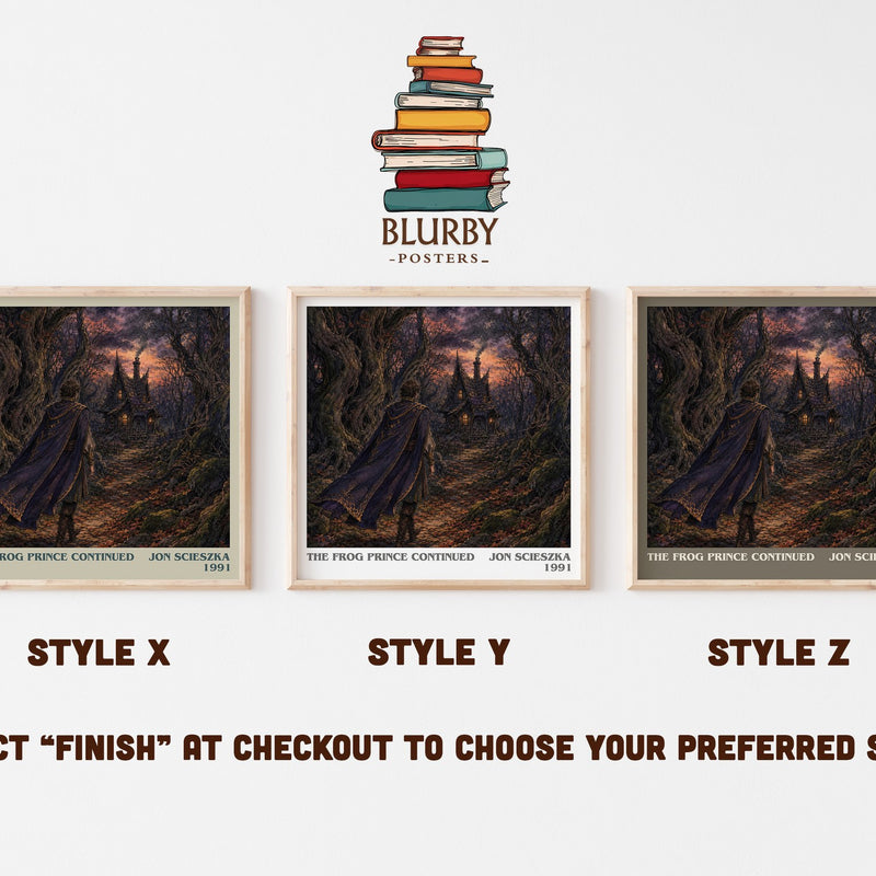 The Frog Prince Continued literary print in frame leaning in hallway – childrens wall art