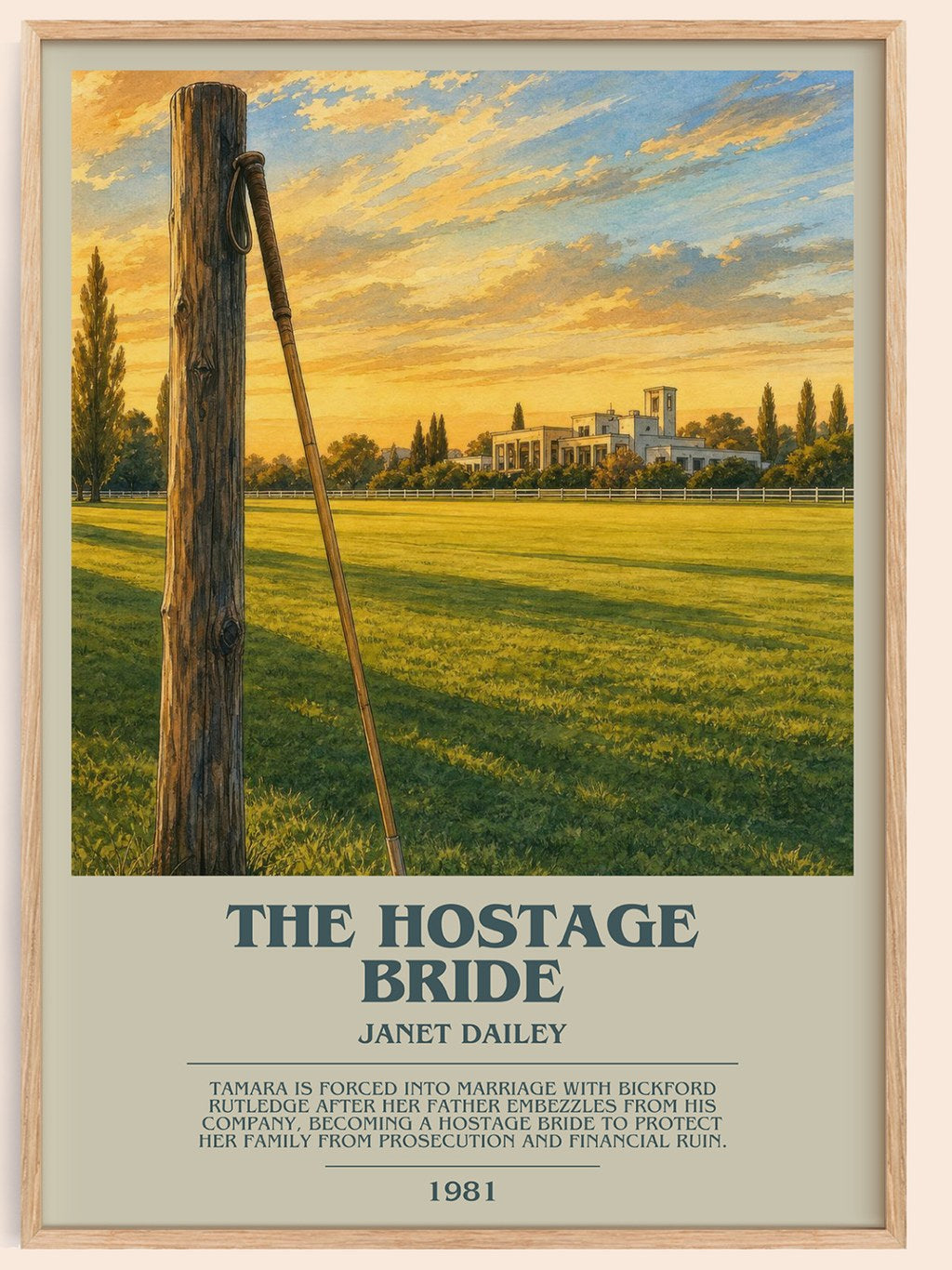 The Hostage Bride bookish book poster by Janet Dailey – framed literary art print