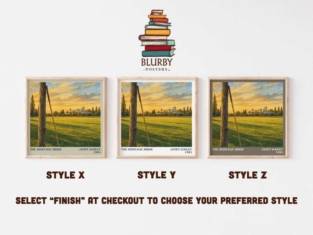 The Hostage Bride literary print in frame leaning in hallway – romance wall art (mockup)