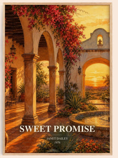 Sweet Promise watercolour book poster by Janet Dailey – framed literary art print