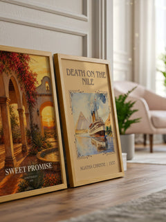 Sweet Promise watercolour print framed by window – literary home decor