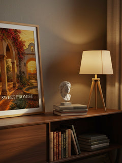 Sweet Promise watercolour print on bookshelf – Janet Dailey fan gift