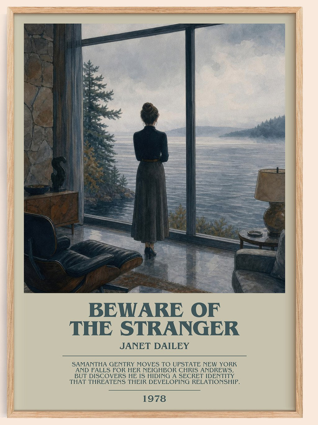 Beware of the Stranger bookish book poster by Janet Dailey – framed literary art print