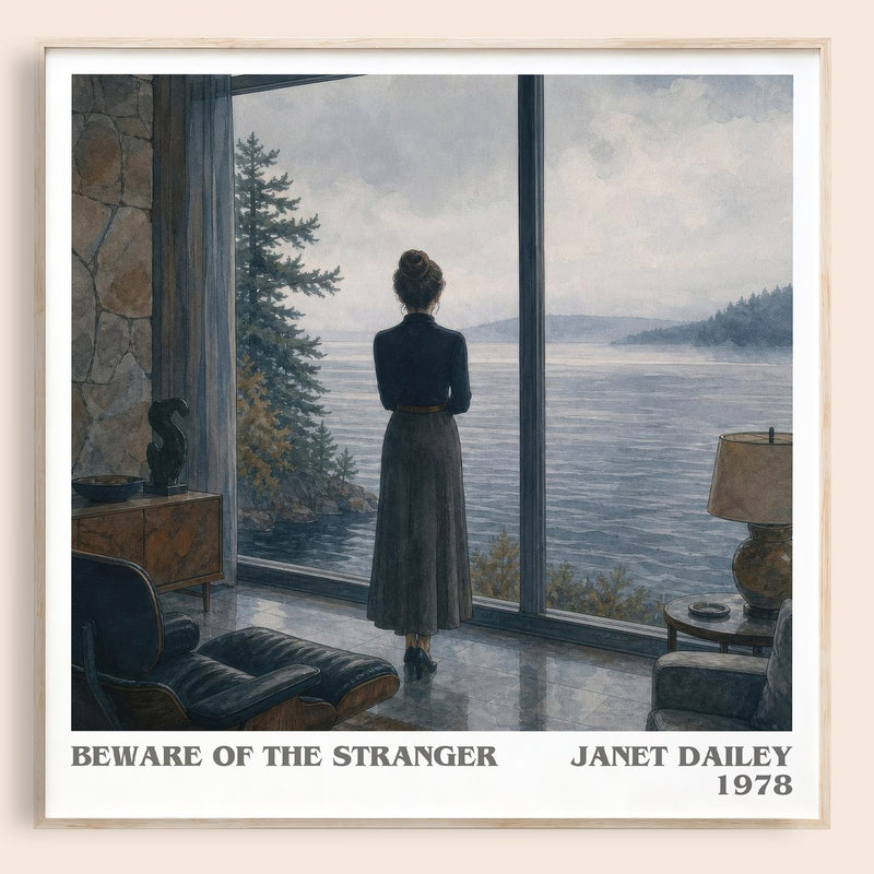 Beware of the Stranger literary book poster by Janet Dailey – framed literary art print