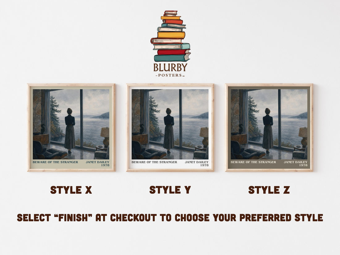 Beware of the Stranger literary print in frame leaning in hallway – romance wall art (mockup)