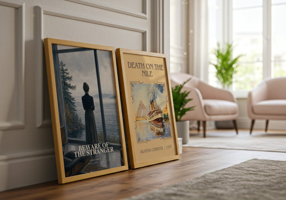 Beware of the Stranger watercolour print framed by window – literary home decor