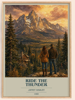 Ride the thunder book cover book poster by Janet Dailey – framed literary art print