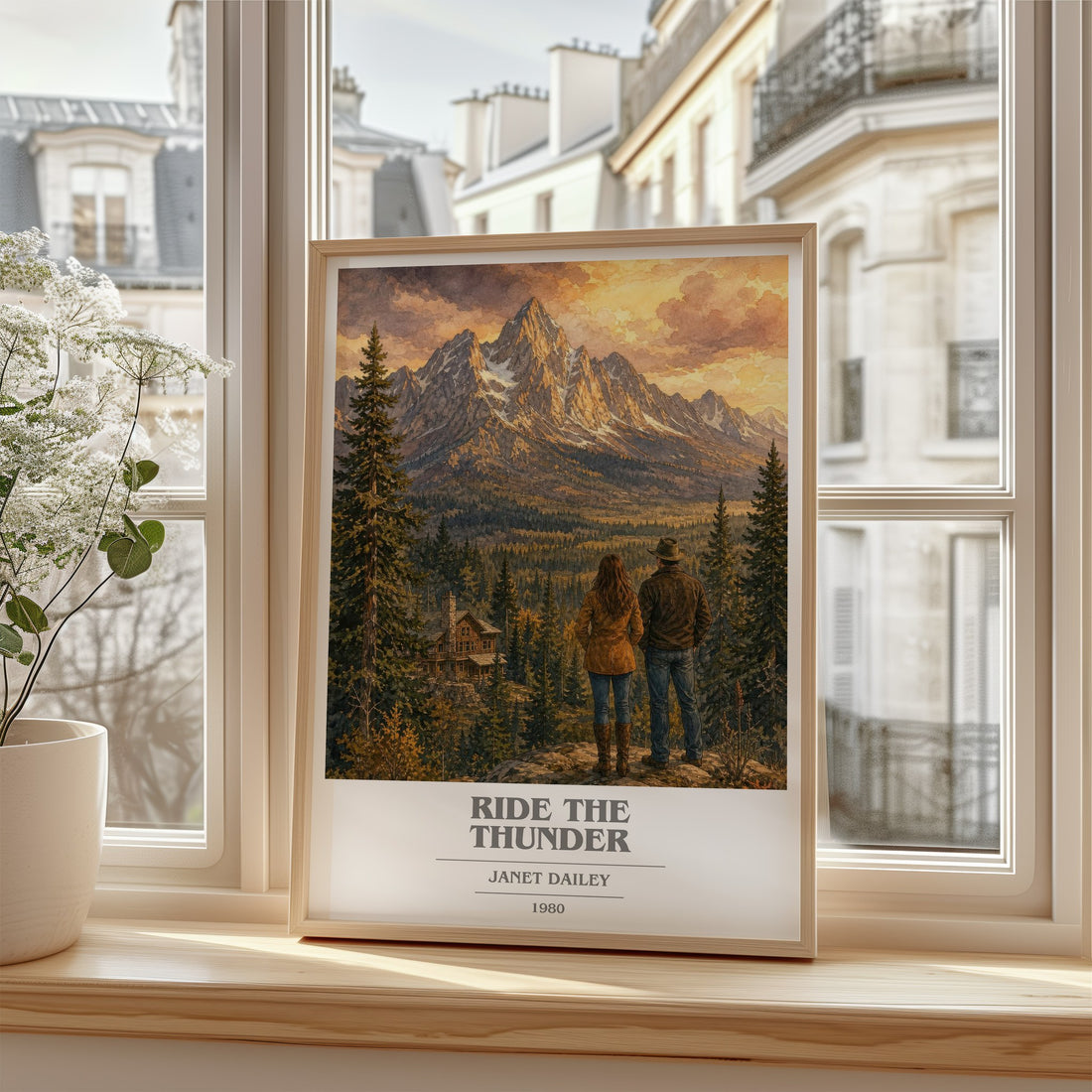 Ride the thunder book cover poster colour and style options – Janet Dailey book art