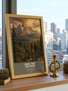 Ride the thunder book cover print framed by window – literary home decor