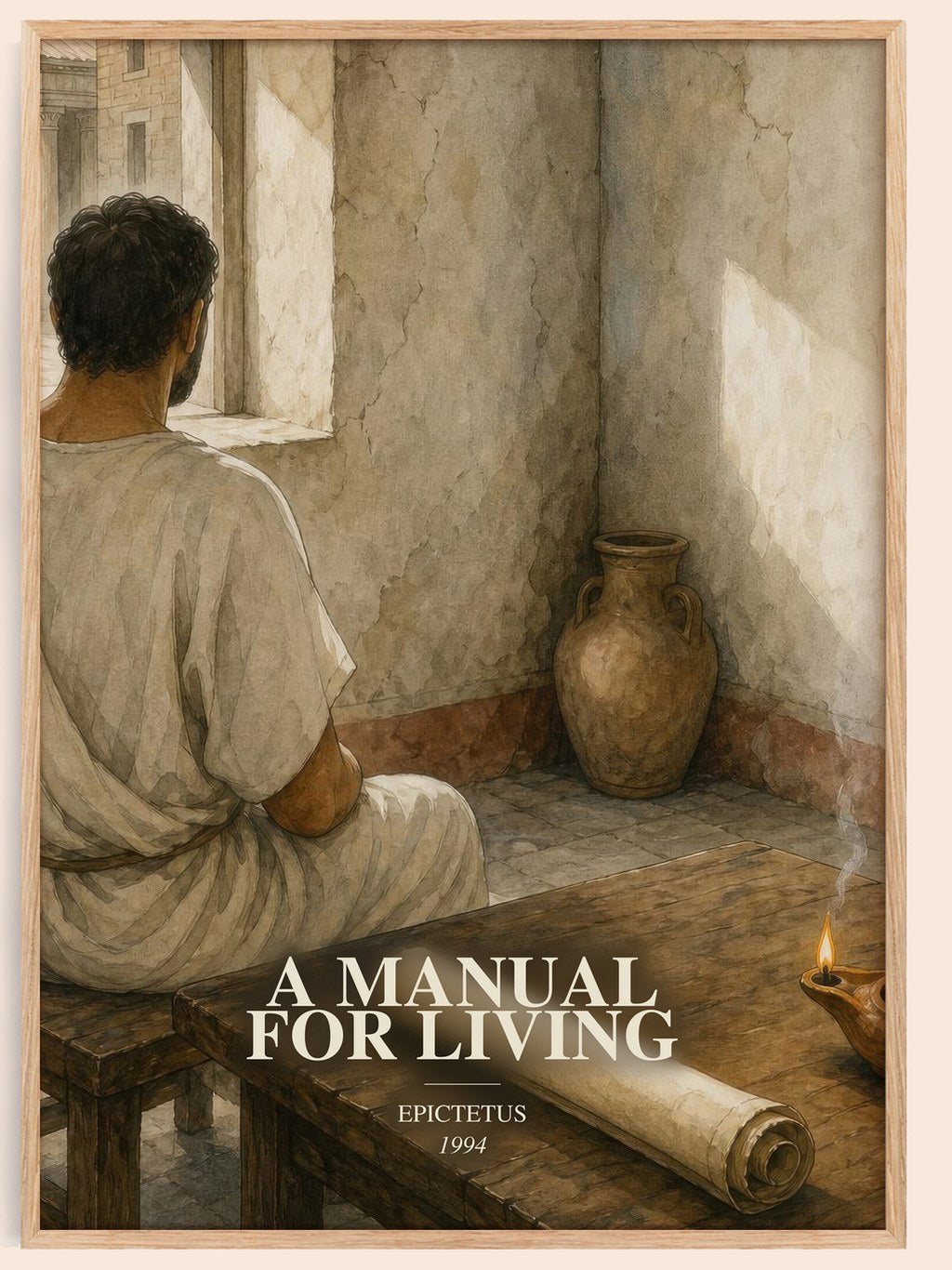 A manual for living watercolour book poster by Epictetus – framed literary art print