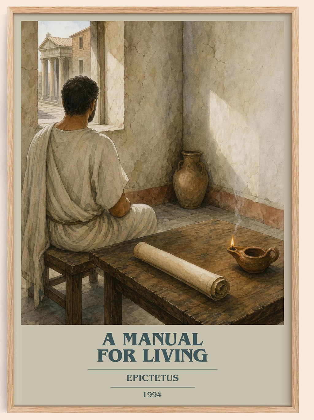 A manual for living book cover book poster by Epictetus – framed literary art print