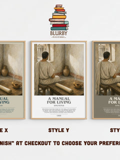A manual for living bookish print in frame leaning in hallway – philosophy wall art