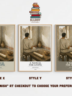 A manual for living book cover print in frame leaning in hallway – philosophy wall art