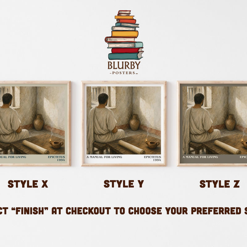 A manual for living literary print in frame leaning in hallway – philosophy wall art