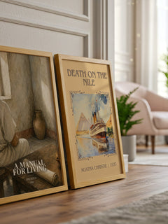A manual for living watercolour print framed by window – literary home decor