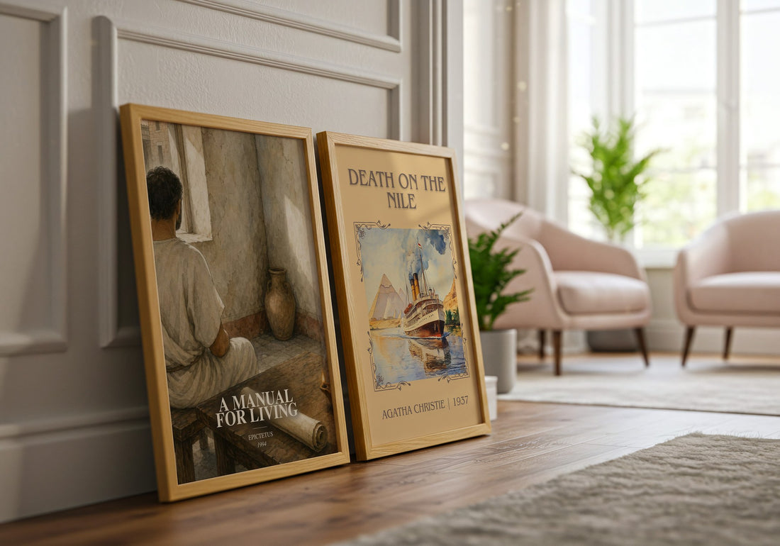 A manual for living watercolour print framed by window – literary home decor