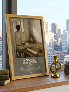 A manual for living bookish print framed by window – literary home decor