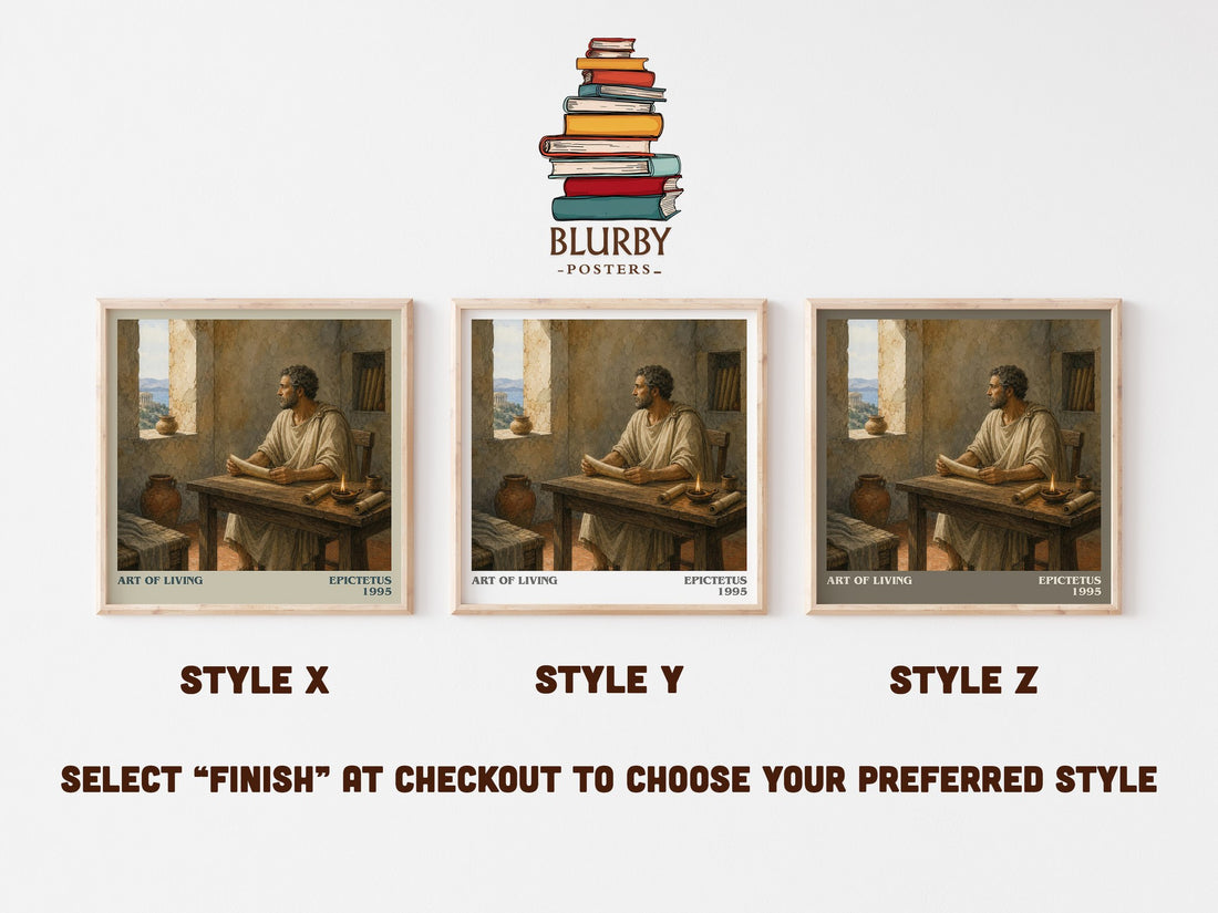 Art of Living literary print in frame leaning in hallway – philosophy wall art (mockup)