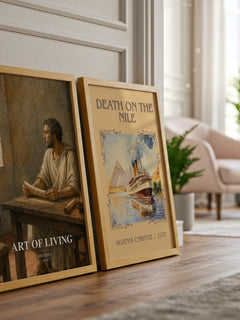 Art of Living watercolour print framed by window – literary home decor