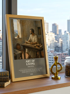 Art of Living bookish print framed by window – literary home decor