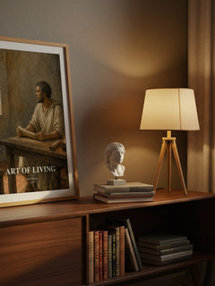 Art of Living watercolour print on bookshelf – Epictetus fan gift