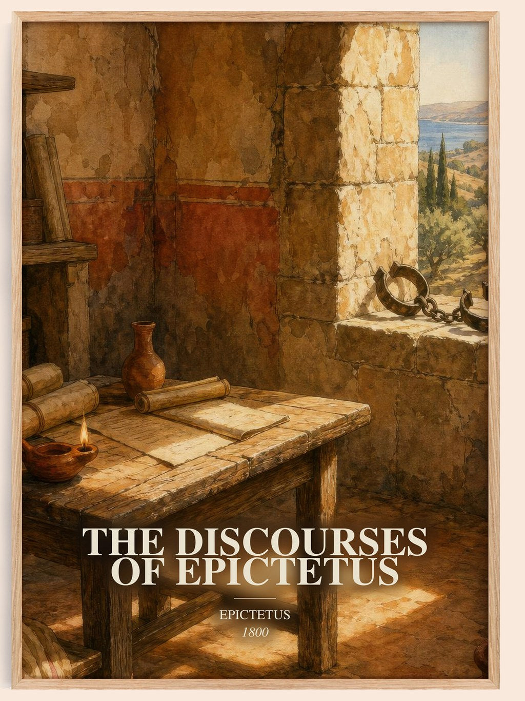 The discourses of Epictetus watercolour book poster by Epictetus – framed literary art print