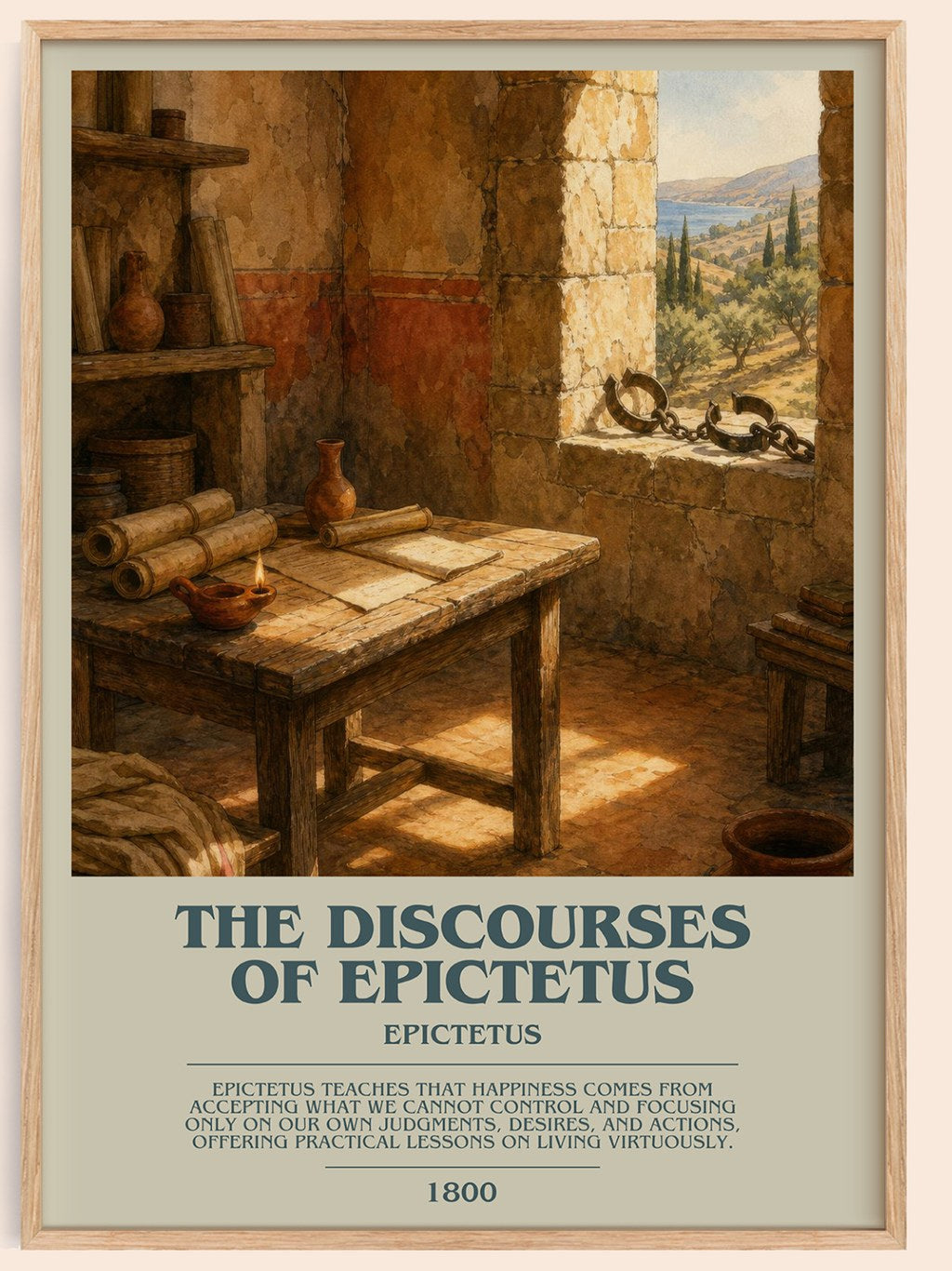 The discourses of Epictetus bookish book poster by Epictetus – framed literary art print