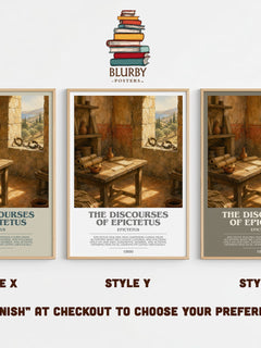 The discourses of Epictetus bookish print in frame leaning in hallway – philosophy wall art